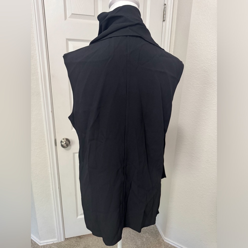 Adam Lippes Black Crepe Scarf Wrap Shell Sleeveless Blouse Size 8 - Picture 8 of 14